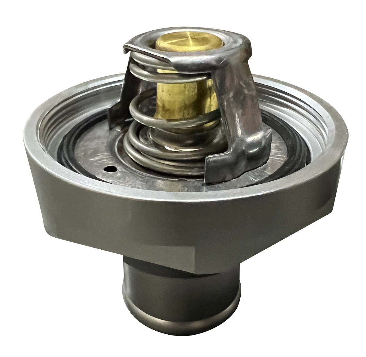 Jack Spania Racing 1.25-inch billet in-line thermostat for universal coolant radiator hoses, engine parts for cooling system.