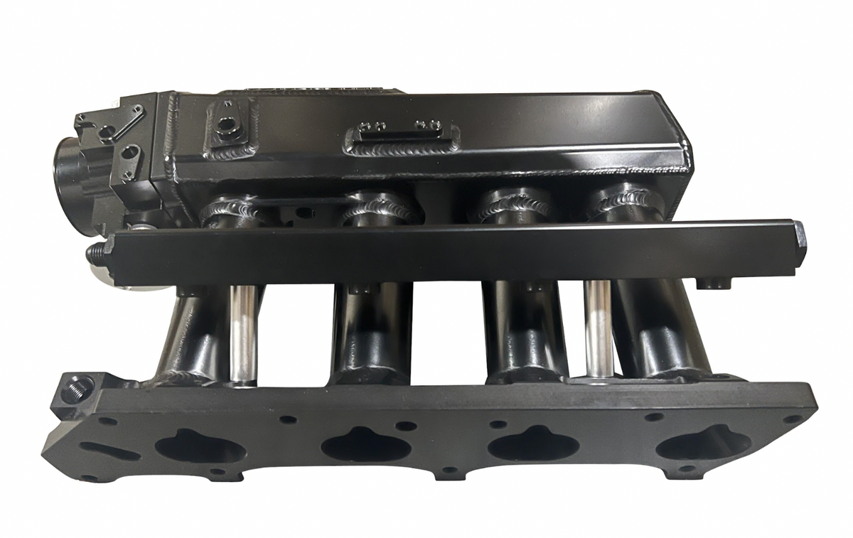Jack Spania Racing K Series sheet metal intake manifold for K20Z3, K24, K Swap, EG, EK engine applications, shown in the image.