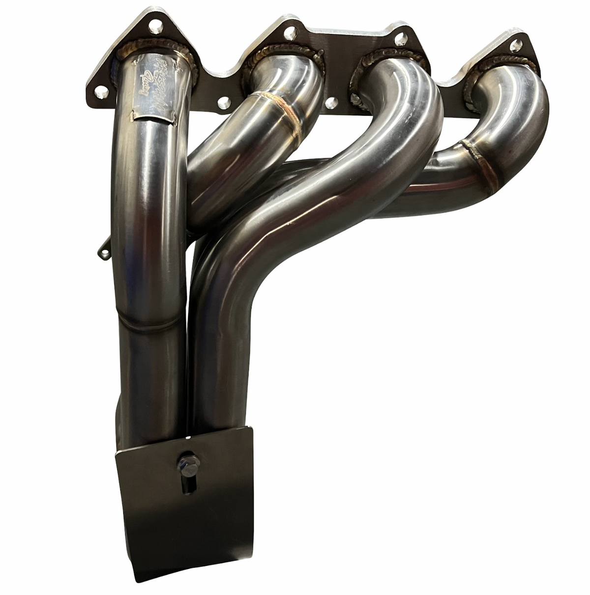 Jack Spania Racing B Series Megaphone Header 4-1 collector RF V2 for B16 B18 B20 engines, showing the exhaust header with pipes and mounting points.