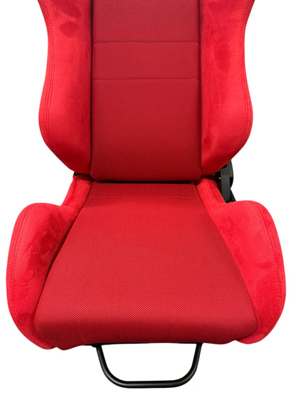 Reclinable slider seat for Recaro SR4 style Acura RSX DC5, JackSpania Racing drivetrain part with adjustable features and black upholstery.