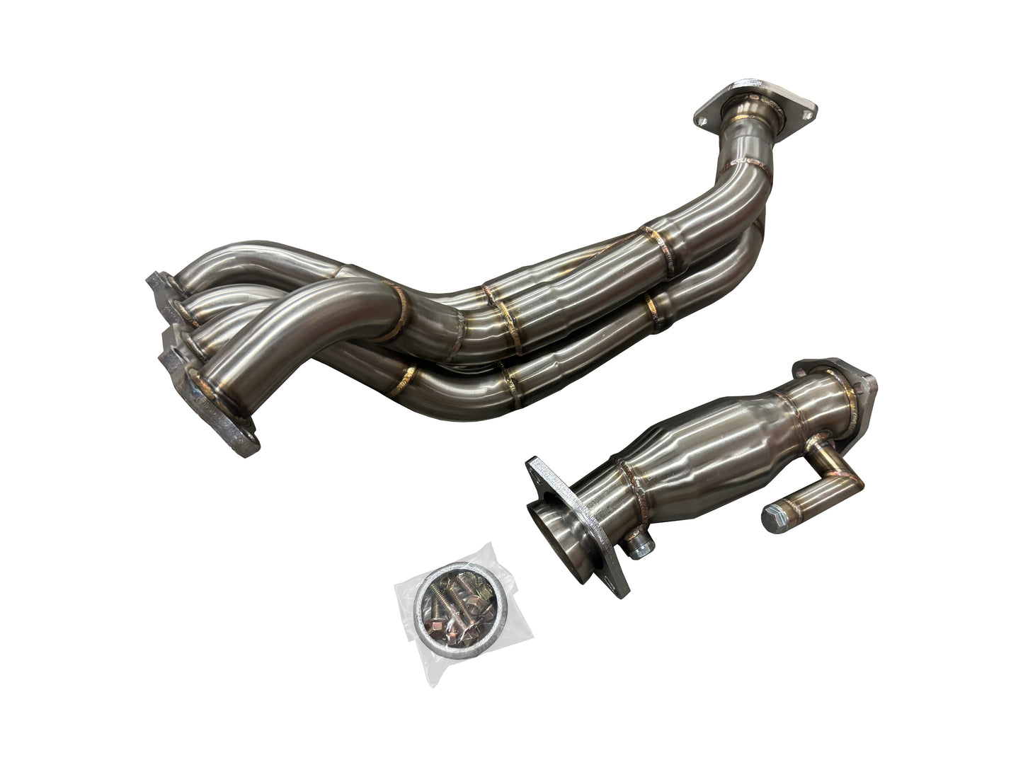 JackSpania Racing K Series header for Honda CR-V RD4 2002-2006 K24 engine, catted exhaust part with metal construction.
