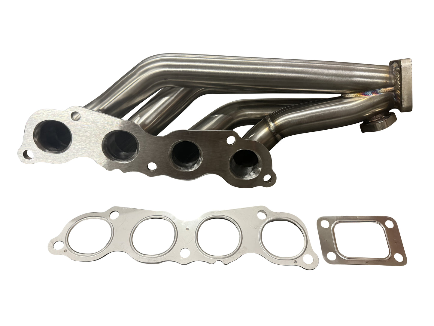 JackSpania Racing K Series K20 Civic Si turbo manifold with T3 downpipe, 2.5-inch diameter, 2-bolt dump tube, and 4-bolt flange.