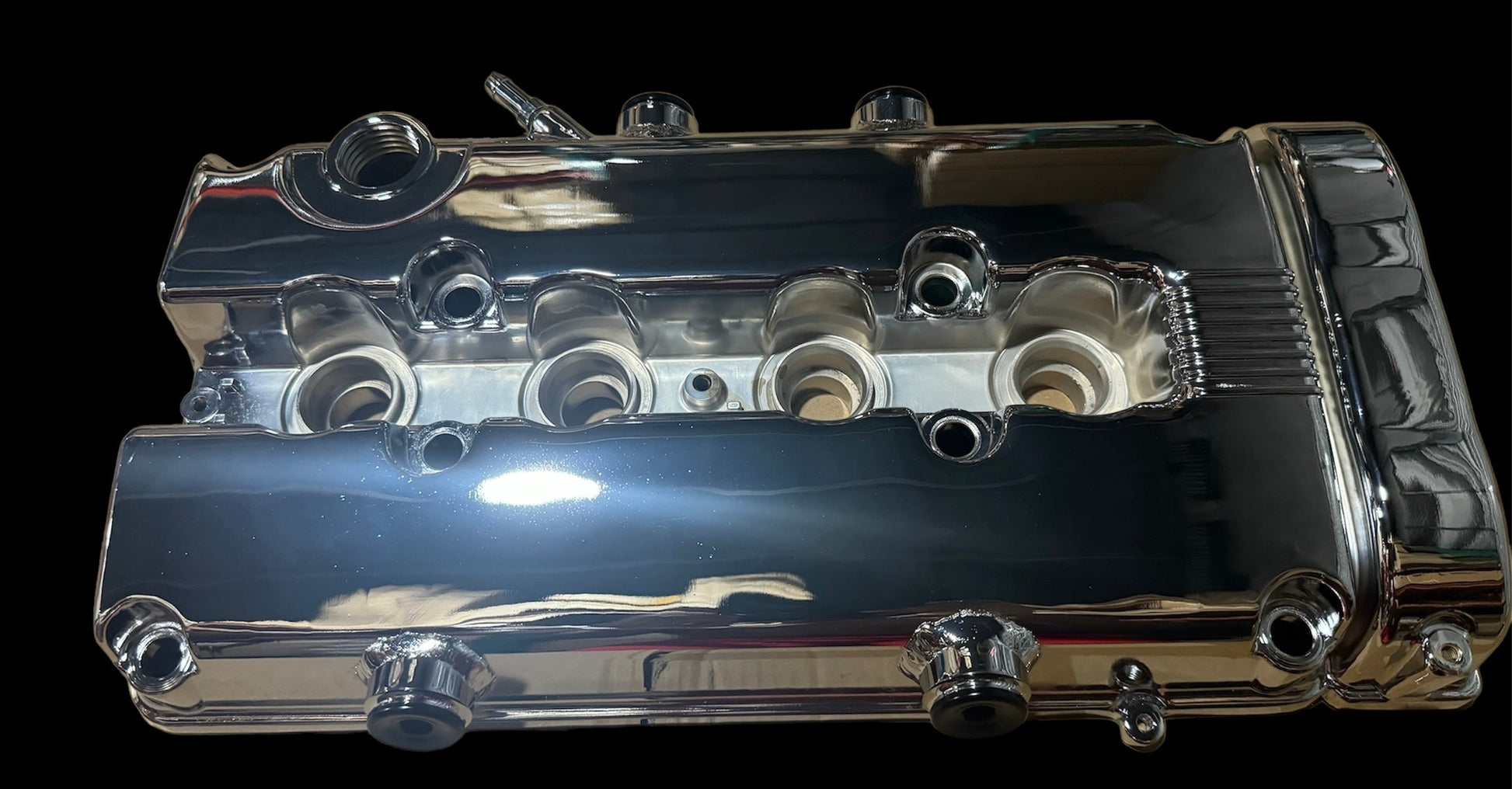 JackSpania Racing B Series vented valve cover baffle for Honda B16 B18 VTEC engines, featuring AN10 fitting and durable construction.