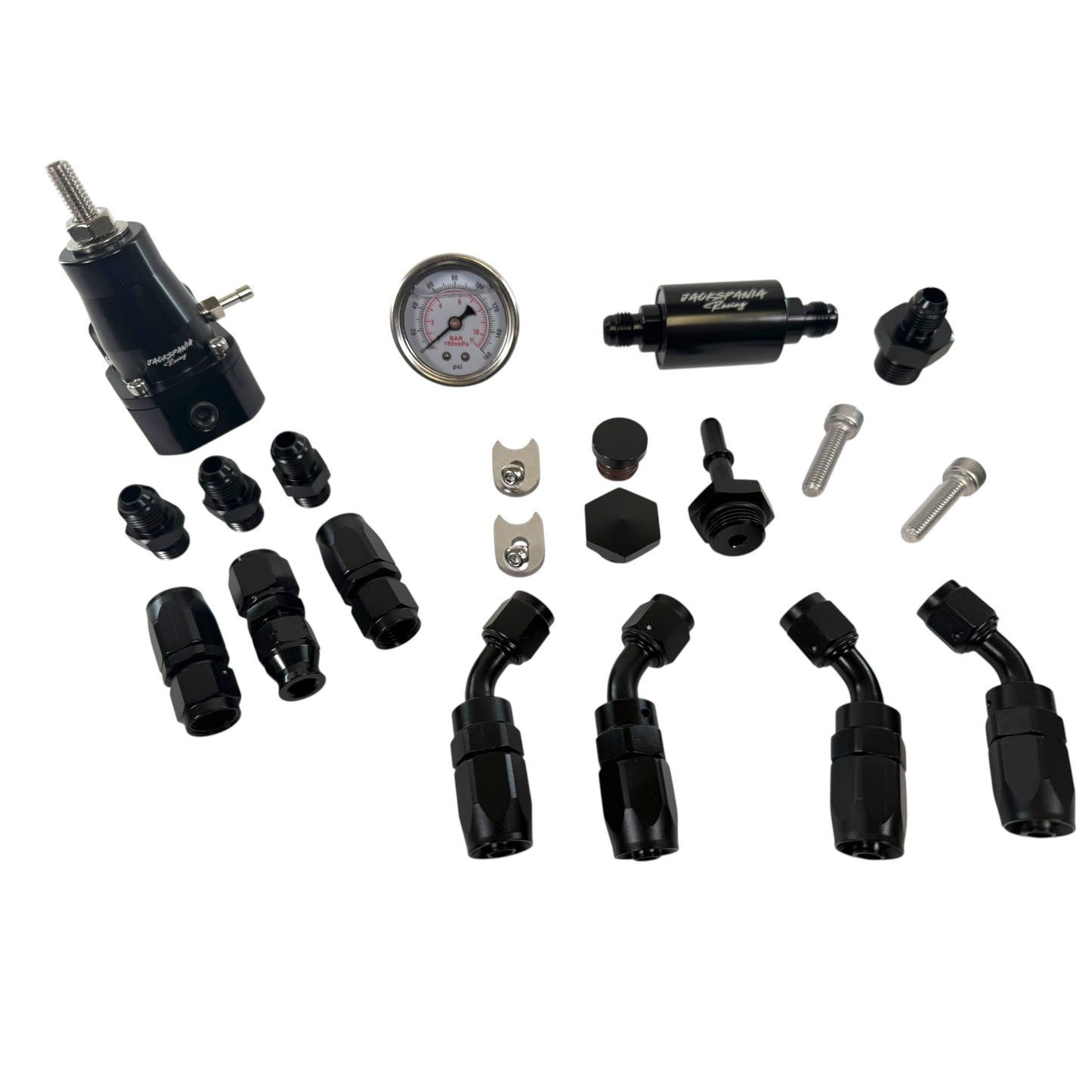 Jack Spania Racing K Series Tucked K Swap fuel line system kit with AN6 and AN8 fittings for K20 and K24 engines in Honda Civic and Integra