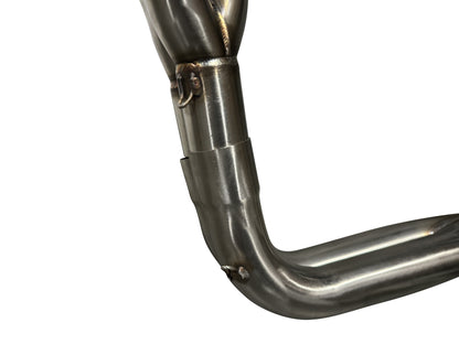JackSpania Racing 97-01 Honda Prelude BB6 2.5-inch header for H22A H22A4 exhaust system, showing polished metal construction.