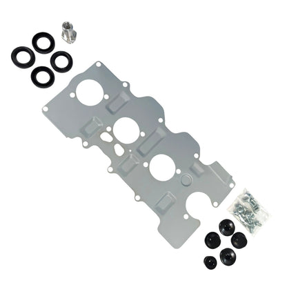 Cast aluminum K Series vented valve cover baffle for Honda and Acura K20 and K24 engines by Jack Spania Racing, with AN10 fitting
