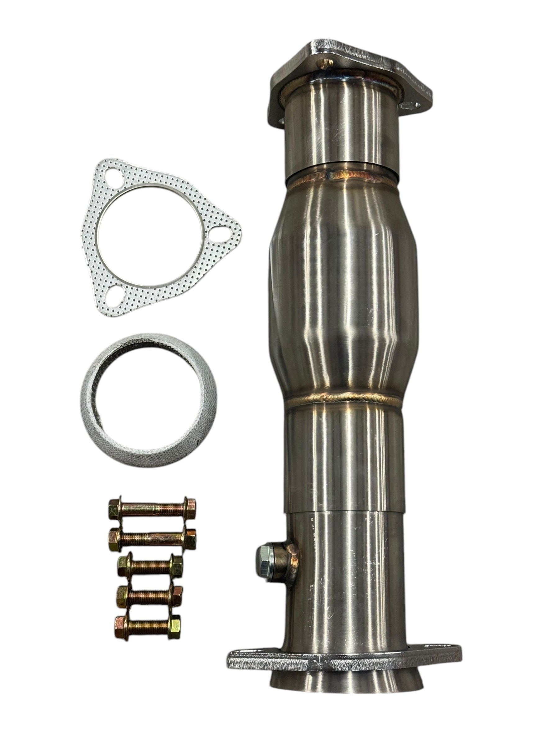 JackSpania Racing 3-way slip fit adjustable telescoping catalytic converter for exhaust systems, 2.5 to 3-inch catted test pipe.