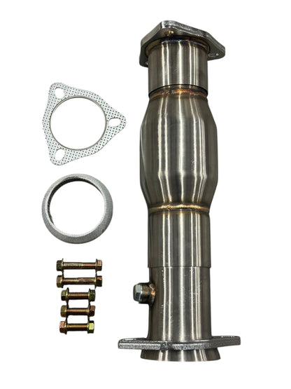 JackSpania Racing 3-way slip fit adjustable telescoping catalytic converter for exhaust systems, 2.5 to 3-inch catted test pipe.