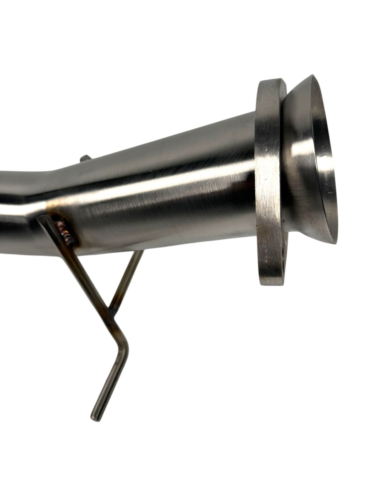 High flow Mazdaspeed3 test pipe by JackSpania Racing, an exhaust part with a metallic finish and precise fit for 2007-2014 MazdaSpeed3.