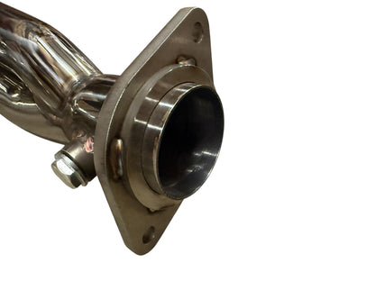 Stainless steel Tri-Y S2000 K Swap exhaust header with 2.5-inch collector for Honda S2000 K-series engines, by JackSpania Racing.