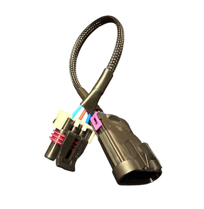 JackSpania Racing GM LS VVT to Non-VVT camshaft position sensor adapter wiring harness for Gen IV LS engines.