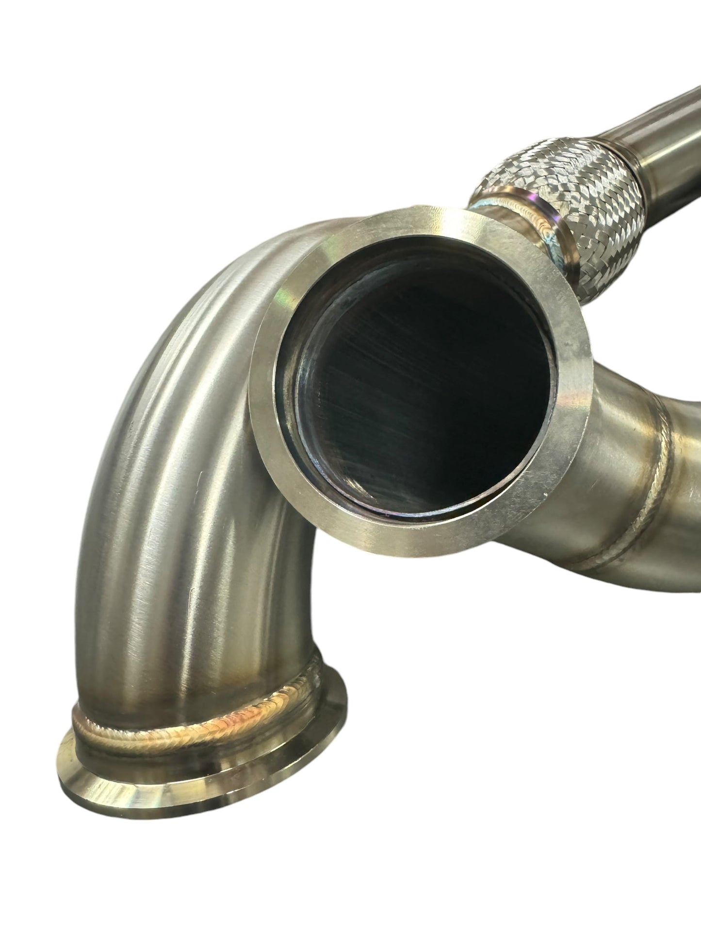 JackSpania Racing K Series K20 Civic Si turbo manifold with T3 downpipe, 2.5-inch diameter, 2-bolt dump tube, 4-bolt connection