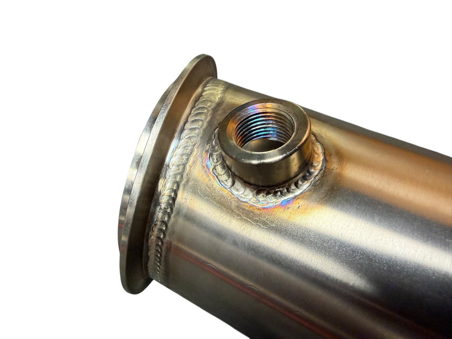 JackSpania Racing downpipe for 2019+ BMW F97 X3M and F98 X4M S58 3.0T exhaust down pipe, metal with mounting flanges.
