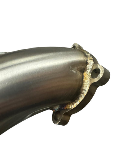 JackSpania Racing K Series K20 Civic Si turbo manifold with T3 downpipe, 2.5-inch exhaust, 2-bolt dump tube, and 4-bolt flange