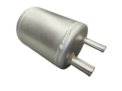 Jack Spania Racing billet aluminum power steering tank reservoir with cap, universal suspension part for vehicle power steering systems.