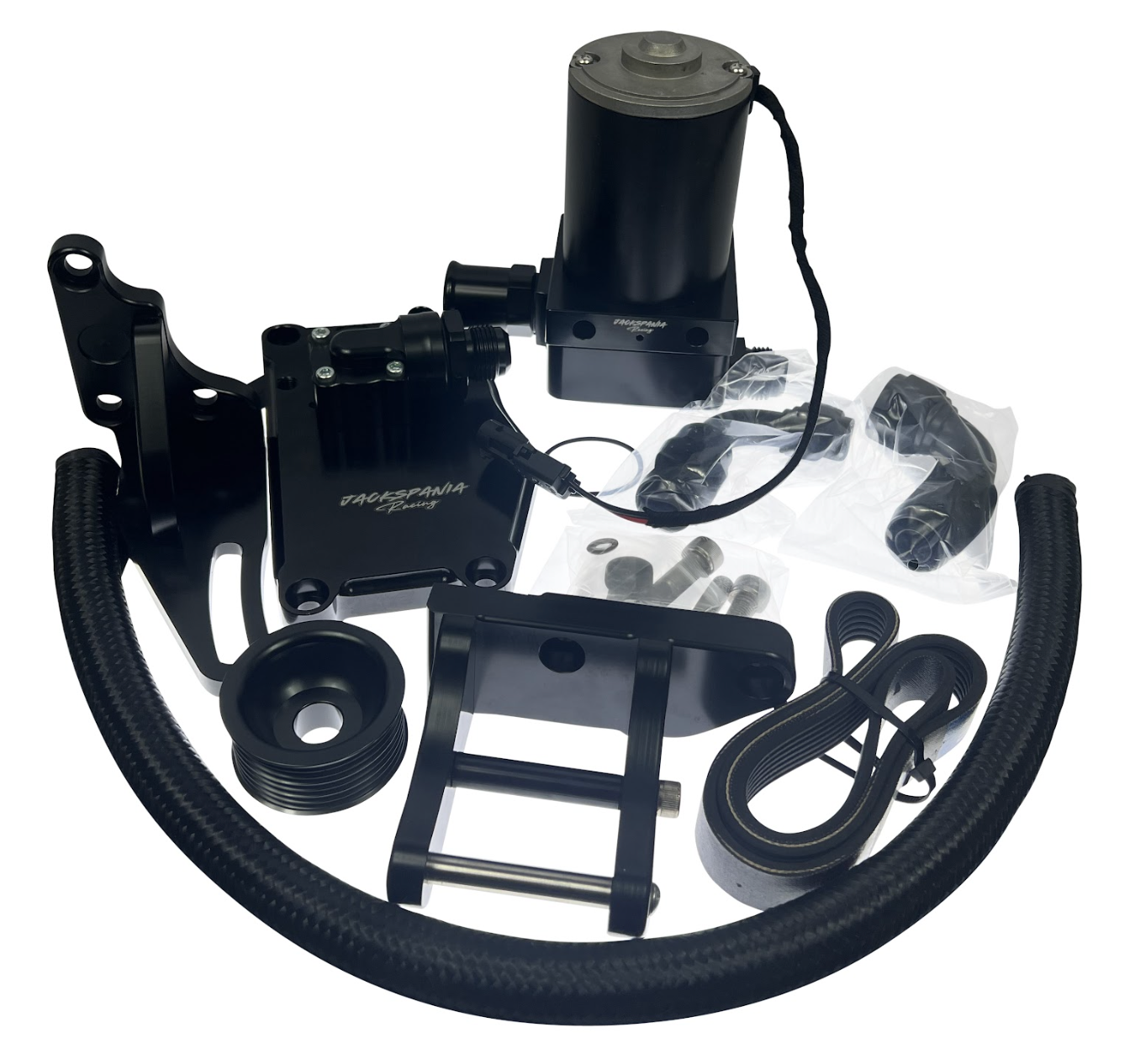 JackSpania Racing Billet K20 K24 K Series Electric Water Pump Plate Kit for engine cooling and performance.