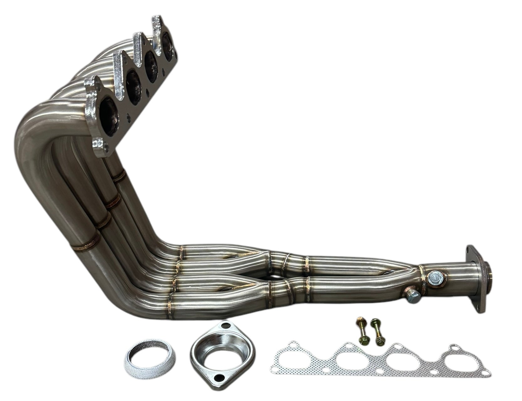 JackSpania Racing H2B header for H Series swap, compatible with H22A and F20B engines, exhaust header for performance upgrade.
