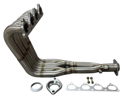 JackSpania Racing H2B header for H Series swap, compatible with H22A and F20B engines, exhaust header for performance upgrade.