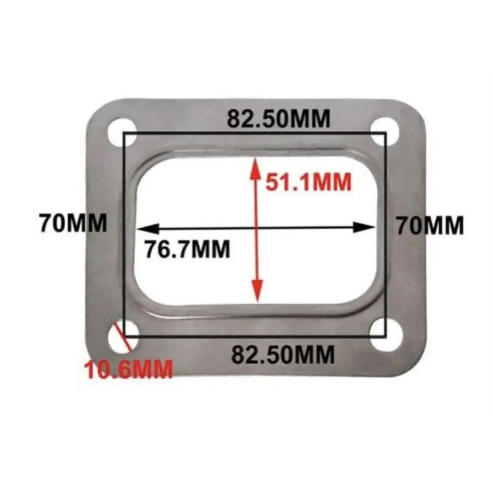 Garrett T4 turbo inlet flange gasket for engine, 4-bolt design, made of 304 stainless steel by Jack Spania Racing.