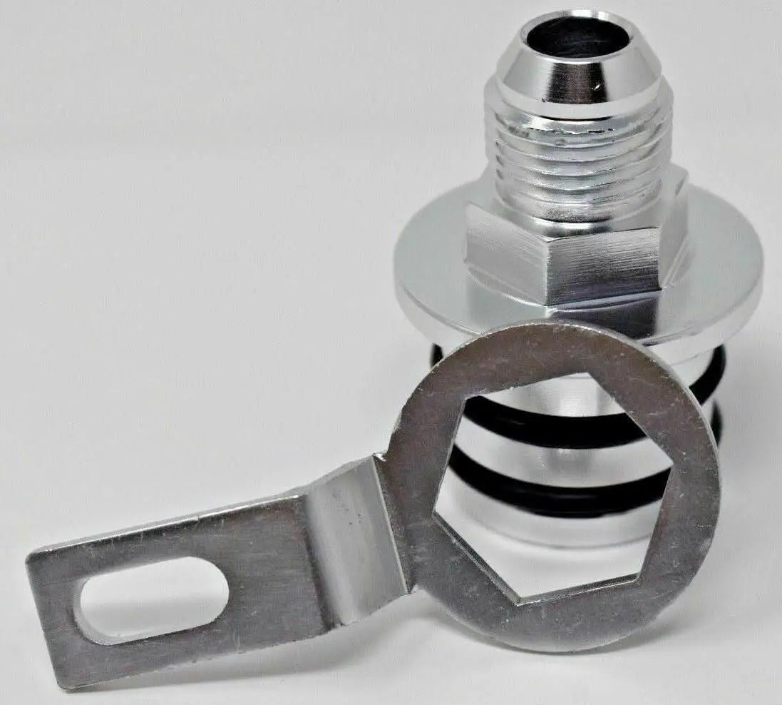Honda Acura engine block plug adapter and breather fitting with 10AN connections, compatible with B Series B16 B18 engines by Jack Spania Racing