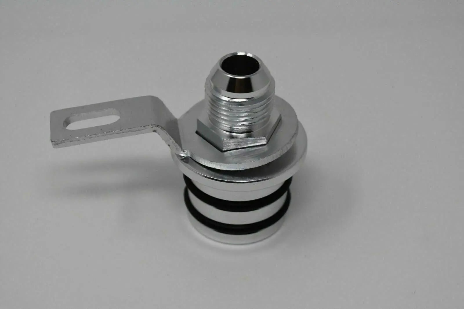 Honda Acura engine block plug adapter with 10AN breather fitting, designed for B Series B16 B18 engines, by Jack Spania Racing.