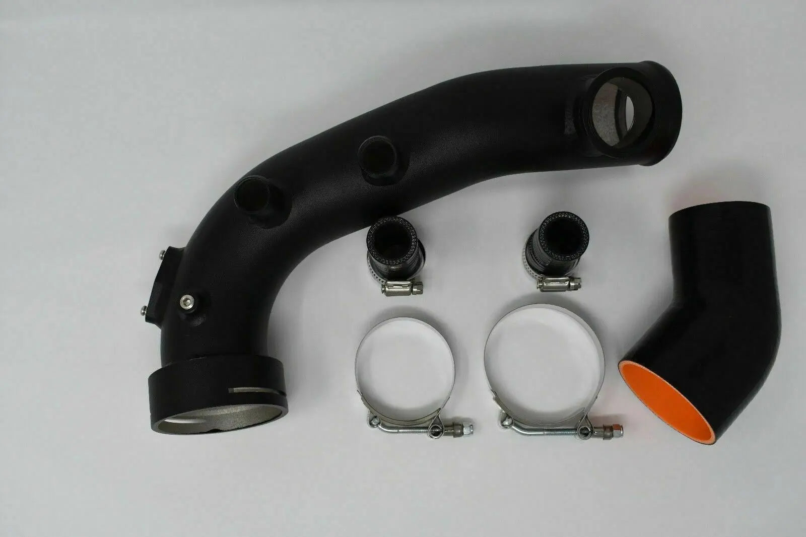 BMW N54 135i 335i turbo intake charge pipe by Jack Spania Racing, showing the metal turbo boost pipe and BOV for engine upgrade