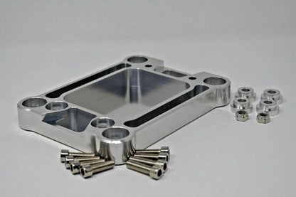 Jack Spania Racing billet race spec shifter box and baseplate for K-series swap, compatible with Honda Civic Si and Integra GSR.
