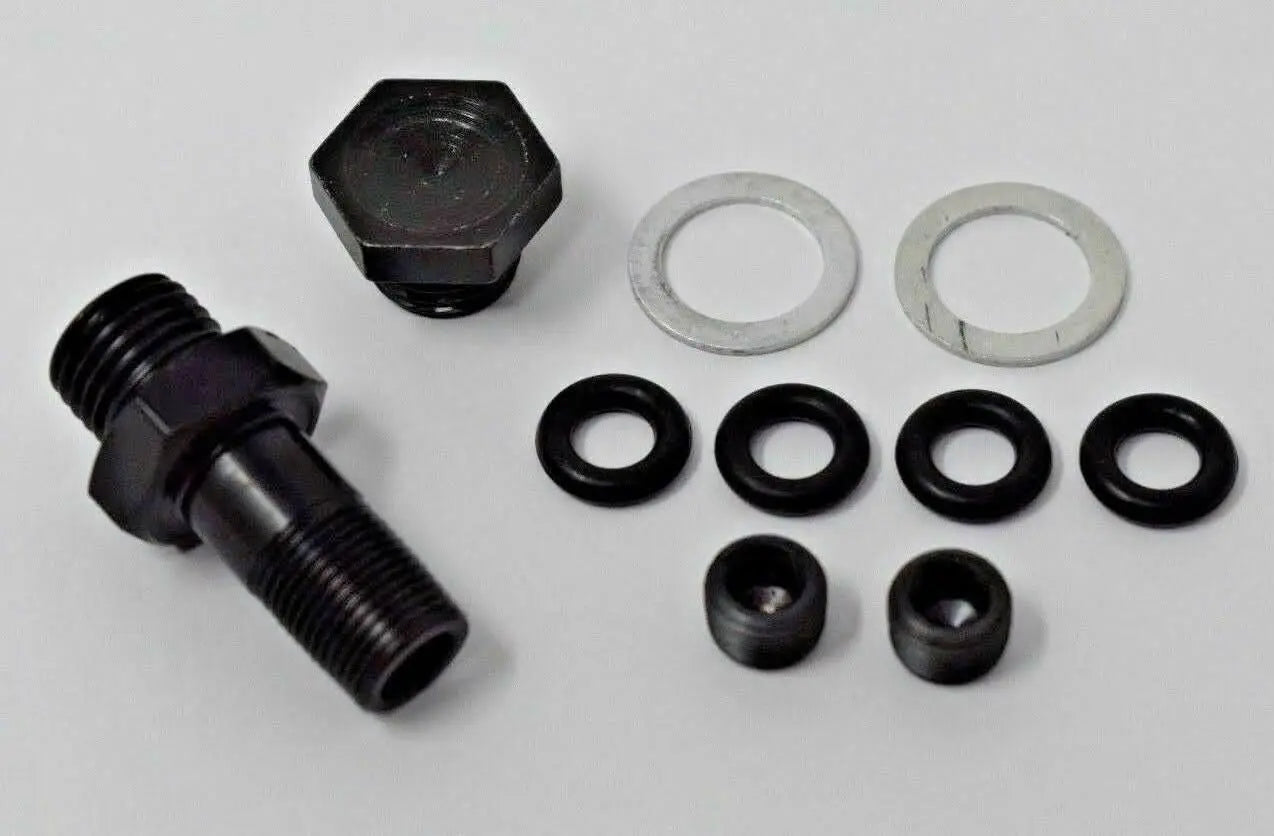 Complete replacement hardware kit for AEM fuel rail on Honda Acura B D Series Civic, by Jack Spania Racing, with bolts and fittings.