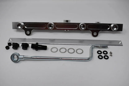 Jack Spania Racing K-Series billet aluminum high flow fuel rail for K20 and K24 engines, automotive engine parts for Honda RSX, SI, Civic.