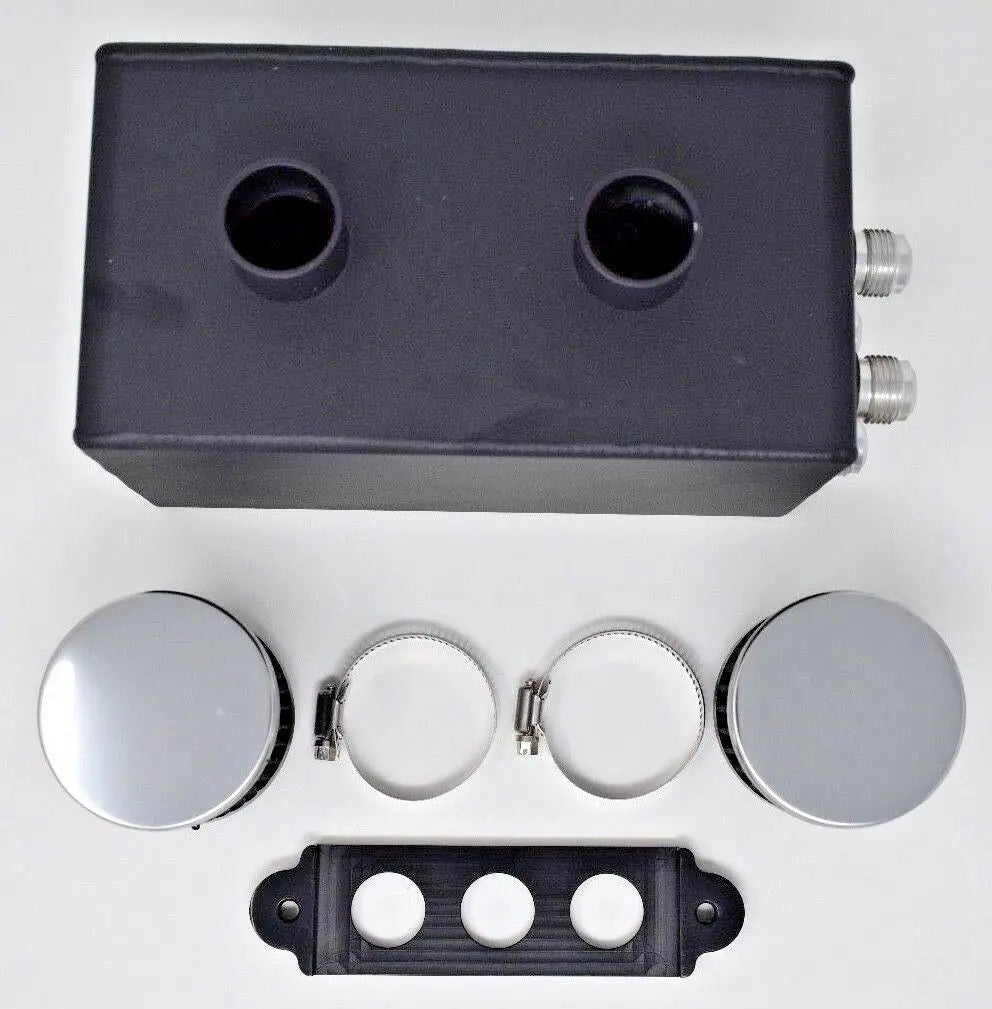 Jack Spania Racing Pro Series oil catch can for Honda Civic and Acura Integra engine, 4-port design with -10AN fittings.
