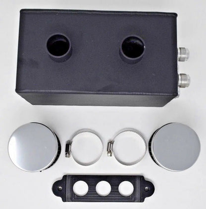 Jack Spania Racing Pro Series oil catch can for Honda Civic and Acura Integra engine, 4-port design with -10AN fittings.