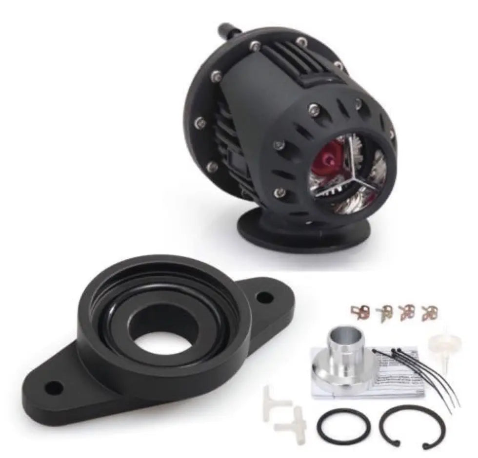 Jack Spania Racing SSQV blow-off valve installed on Subaru Impreza WRX engine with direct fit adapter, showcasing the engine component.