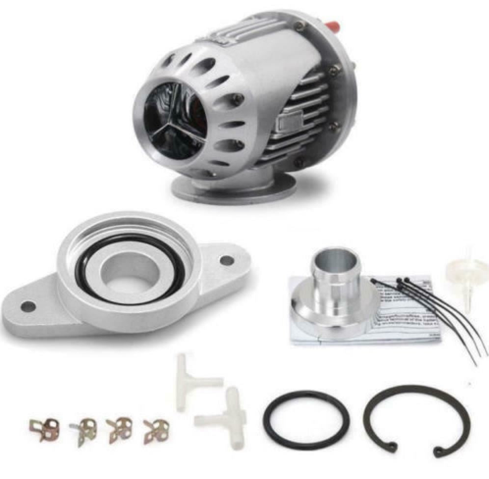 Jack Spania Racing SSQV blow off valve installed on Subaru Impreza WRX engine, showcasing the direct fit adapter and valve components.
