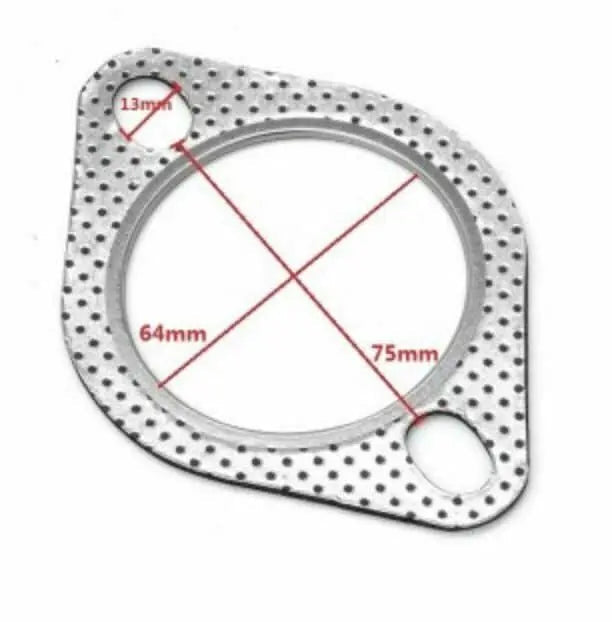 Downpipe to exhaust 2.5-inch 2-bolt gasket for Subaru WRX STI, EVO X, and GT Catback from Jack Spania Racing, showing gasket and exhaust pipe.