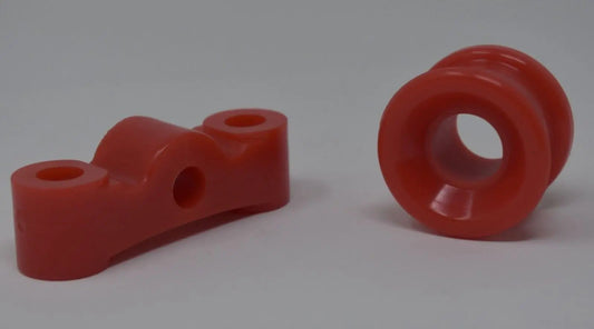 Jack Spania Racing Energy Suspension manual transmission shifter bushing set for B Series B16 B18 B20 engines, showing bushings and hardware.