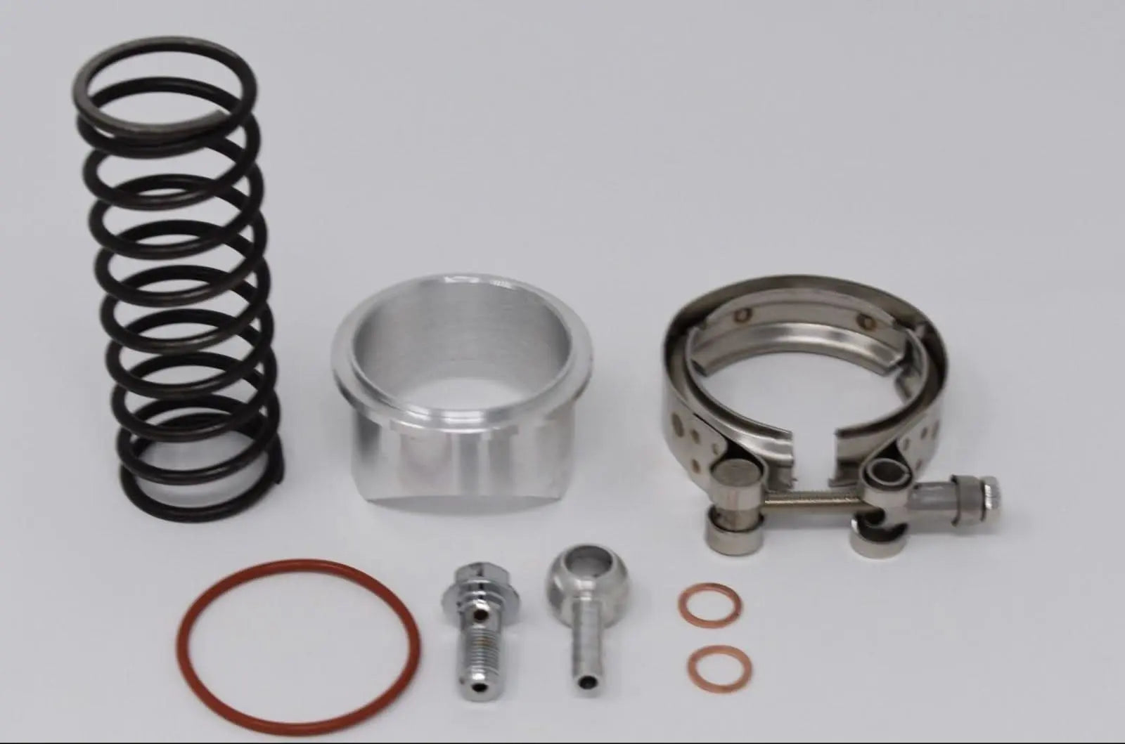 Flow Intake Pipe Kit Flange 50mm Bov for BMW N54 engine, showing the black flange and intake pipe components.