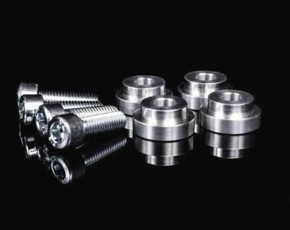 Jack Spania Racing billet shifter box bushings for Acura and Honda K series transmission swaps, shown in close-up.