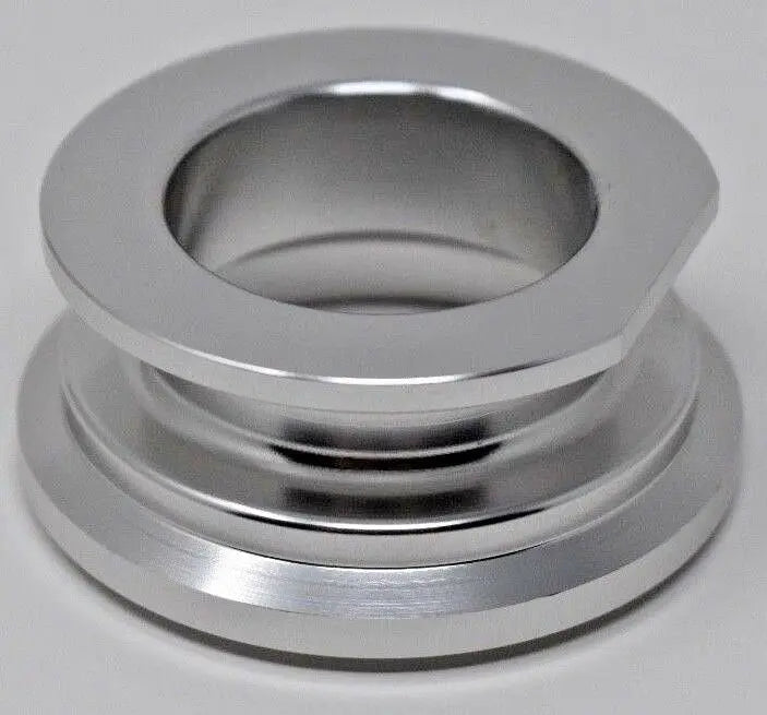Jack Spania Racing BOV adapter flange in billet aluminum for converting HKS SSQV to 50mm TiAL-style blow-off valve.
