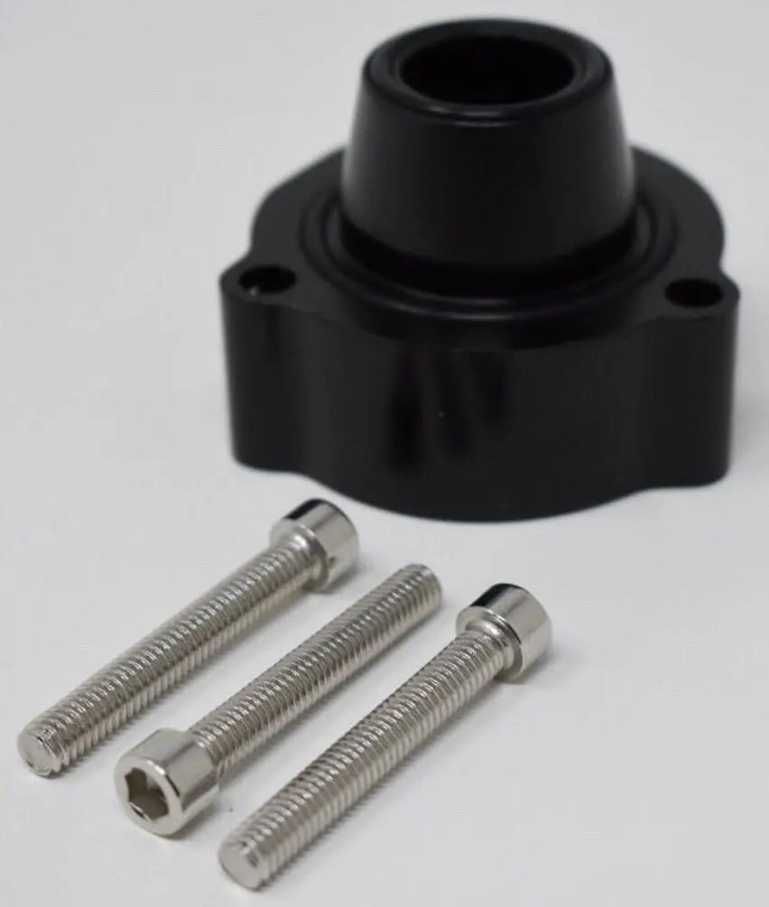Jack Spania Racing blow off valve spacer for VW Audi TSI FSI TFSI engine, showing the metal diverter and mounting components.