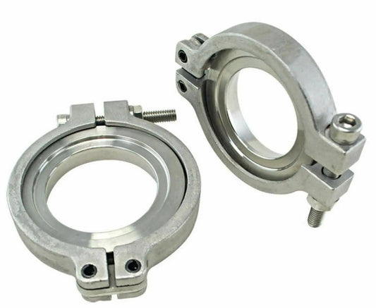 Jack Spania Racing wastegate V-band clamp kit with bolts, nuts, and seals for 38mm and 44mm TiAL MVS/MVR engine parts