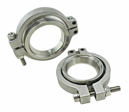 Jack Spania Racing Wastegate V-Band Clamp Kit with bolts, nuts, and seals for 38mm and 44mm TiAL MVS/MVR turbochargers.
