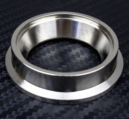 SS304 stainless wastegate turbo outlet flange with V-band, 38mm/44mm size, compatible with TiAL MVS turbochargers.