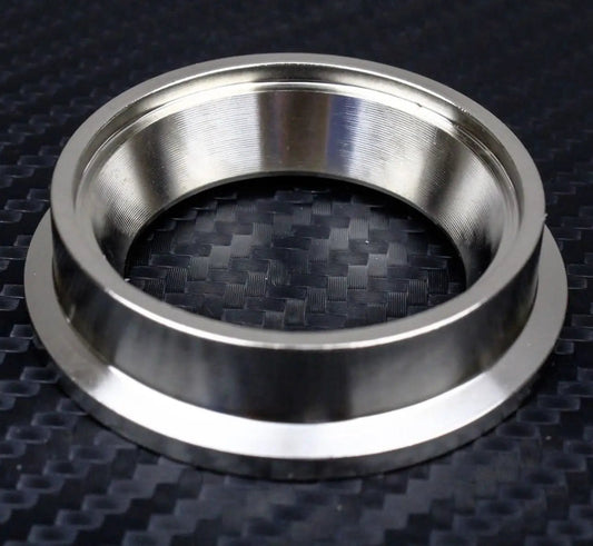 SS304 stainless wastegate turbo outlet flange with V-band, 38mm/44mm size, compatible with TiAL MVS turbochargers.