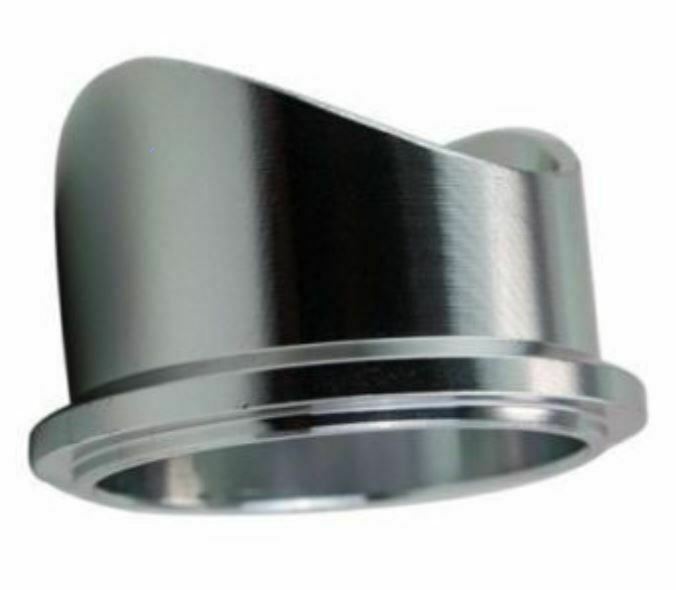 Jack Spania Racing 50mm V-band aluminum BOV weld-on flange for charge pipe, compatible with TiAL blow off valve, engine parts.