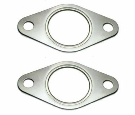 Two Jack Spania Racing wastegate gaskets, 35mm and 38mm, for TiAL and Turbosmart wastegates, shown in close-up view.
