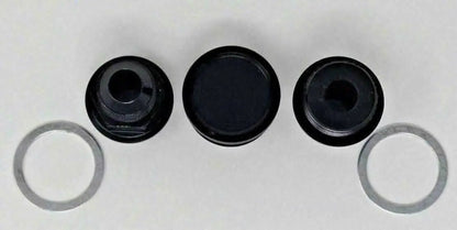 Jack Spania Racing B Series rear block breather fittings and plug for B16 B18 engines, M28 to 10AN catch can connection.