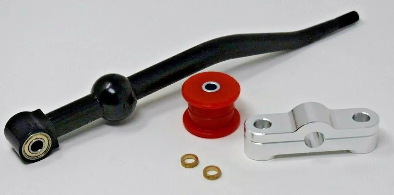 Jack Spania Racing dual bend short shifter with poly billet D-Series shift linkage bushings for Honda Civic transmission upgrade