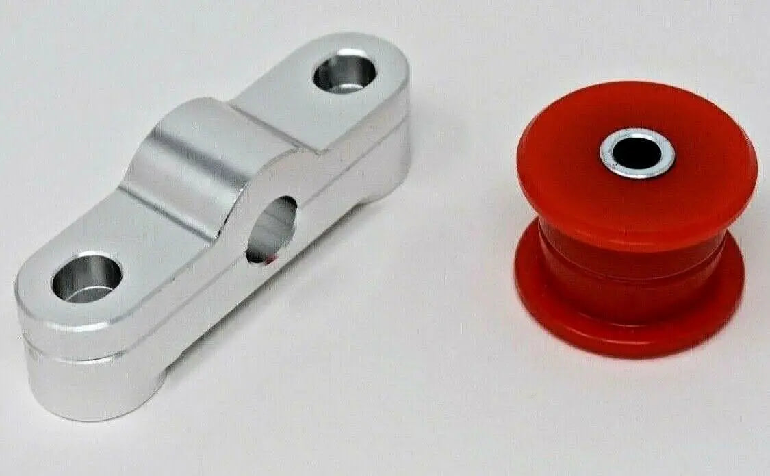Jack Spania Racing dual bend short shifter with poly billet D-series shift linkage bushings for Honda Civic transmission upgrade.