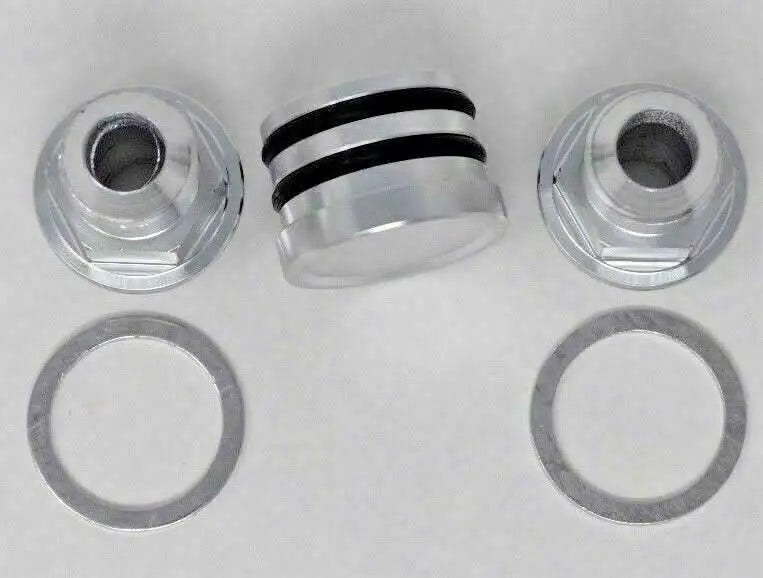 Jack Spania Racing rear block breather fittings and plug for B Series B16 B18 engine catch can, M28 to 10AN adapter.