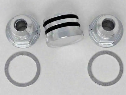 Jack Spania Racing rear block breather fittings and plug for B Series B16 B18 engine catch can, M28 to 10AN adapter.